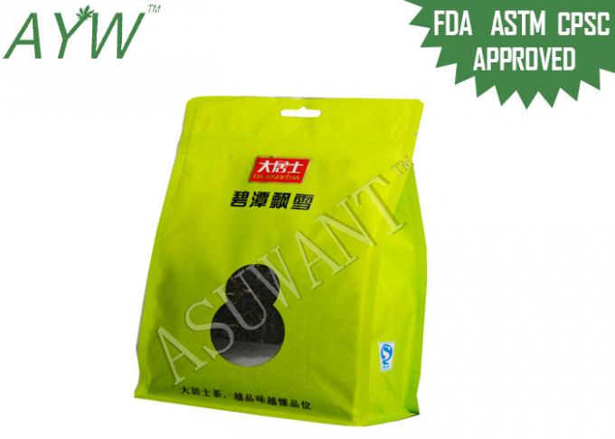 Clear Window Food Packaging Bags Smell Proof Flat Square Bottom Metallized Zip Lock