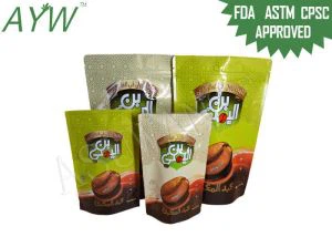 Poute à glissière claire réutilisable, sac d'emballage de grains de café rôti avec entaille de larmes