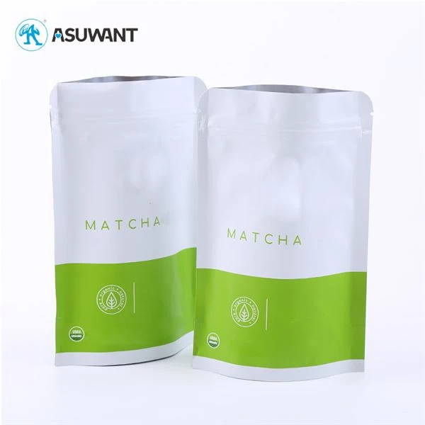 Eco Plastic Mylar Matcha Green Tea Packaging Sand Up Pouch
