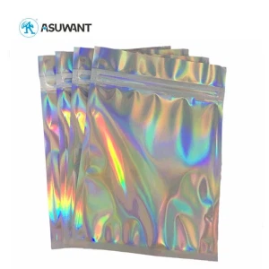 Cookies holographiques laser sac ziplock mylar personnalisé accepté