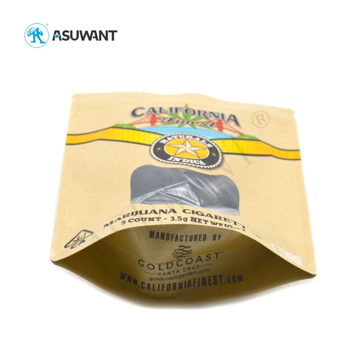 Healthy Food Transparent Kraft Paper Zipper Bag With See Through Window
