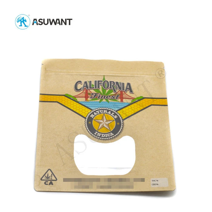 Healthy Food Transparent Kraft Paper Zipper Bag With See Through Window