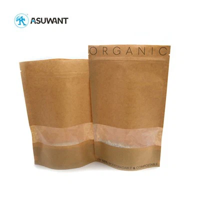 Sacs à glissière en papier kraft recyclable pour les fleurs séchées / emballage de fruits