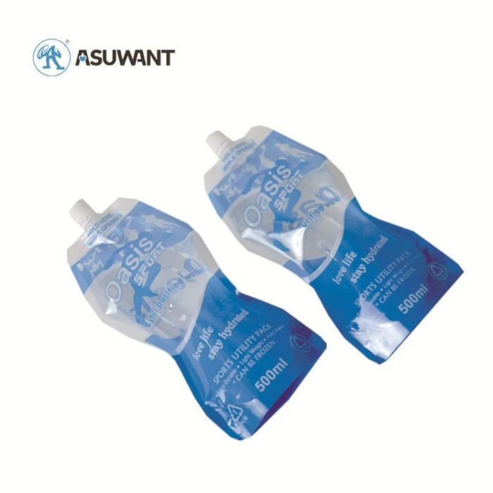 100 500 1500 2500 5000 ml Détergent emballage liquide Emballage biodégradable Sac de pochette debout pour garniture de jus avec buse